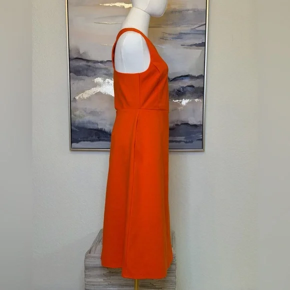 Banana Republic Vibrant Coral/Orange Cross Back Design Midi Dress - Picture 2 of 14